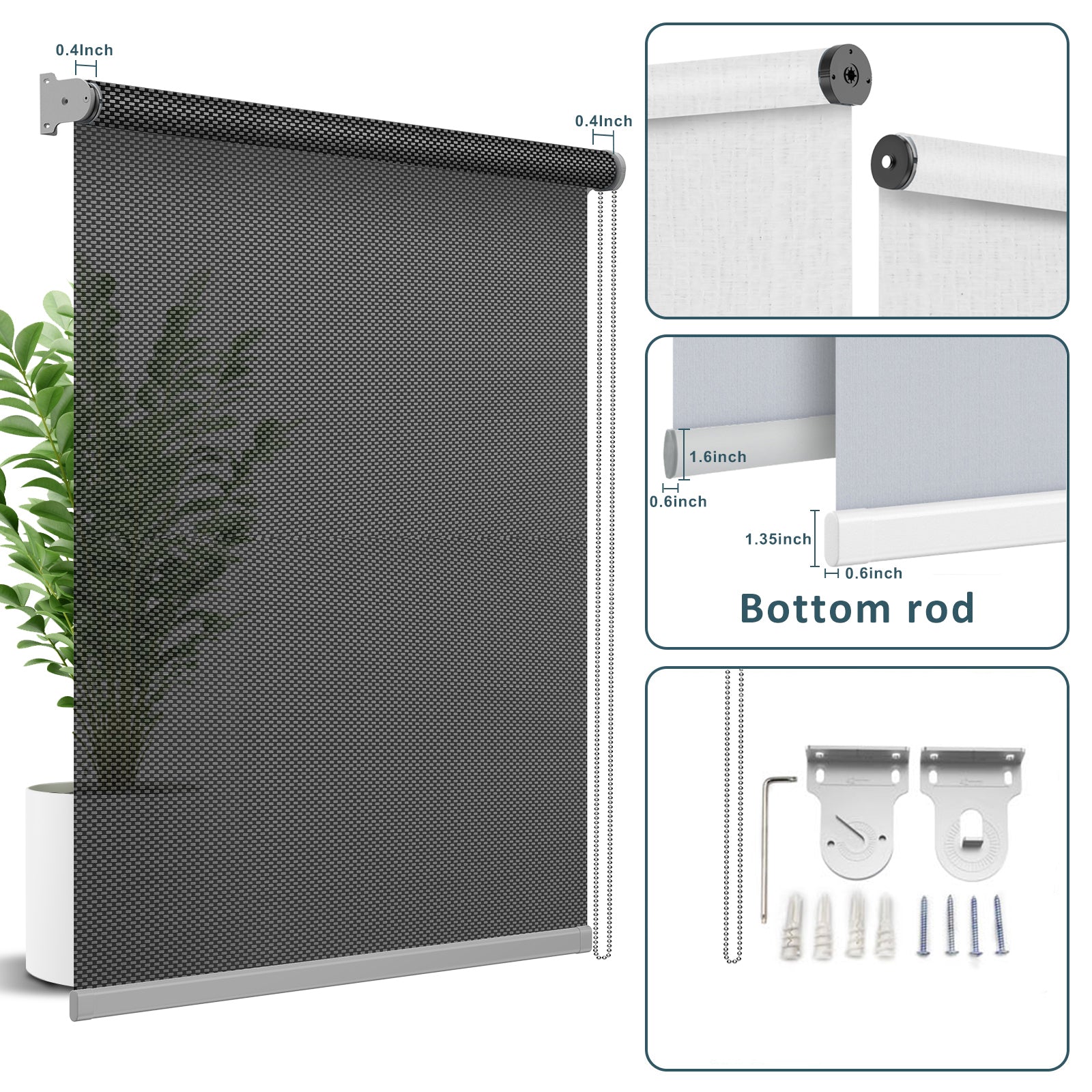 hiladuo-customized-roller shade-1 -black/gray