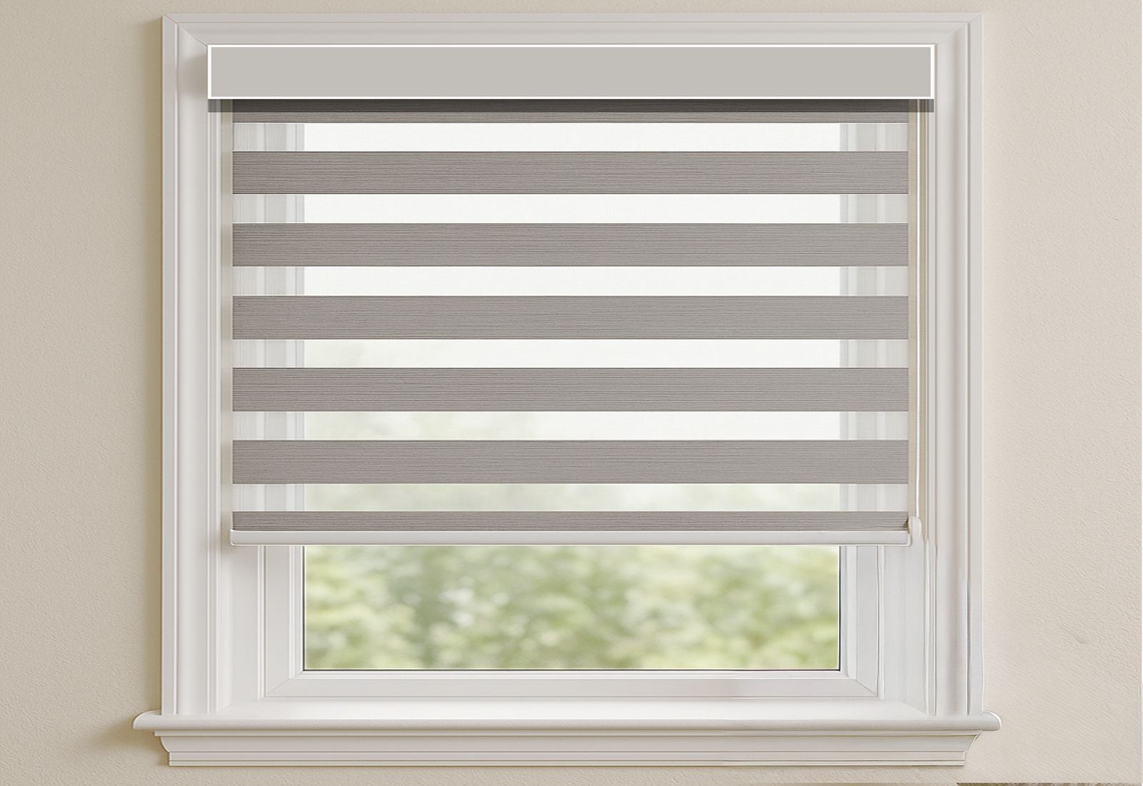 Clean zebra shade on a bright window