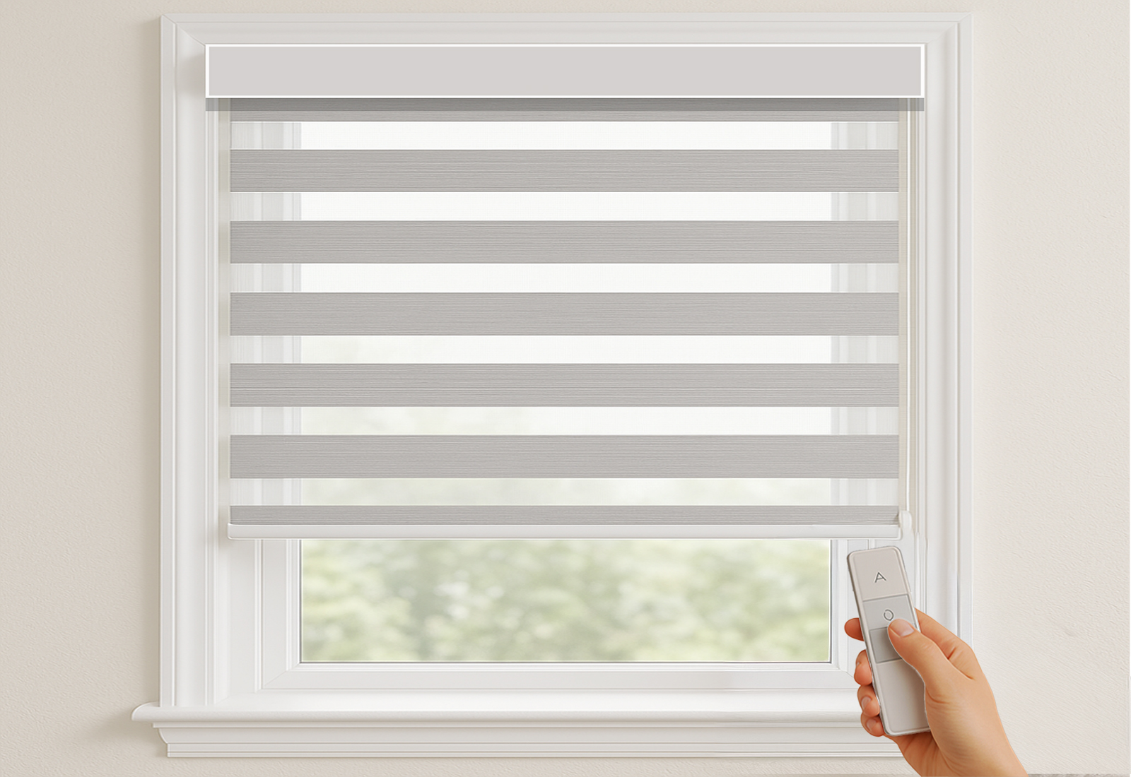 Motorized roller shade controlled with a handheld remote